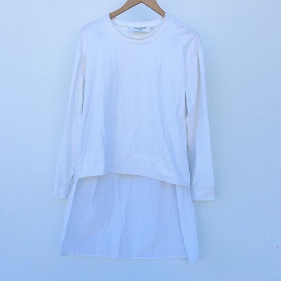 Mia Inspiration Tops - Mia Inspiration Long Sleeve Street Fashion Shirt White Uneven Large Lagenlook